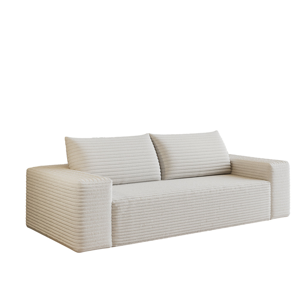 71' 3Setaser Sofa,Corduroy Fabric,Deep Seat Couches,Comfy Loveseat Sofa,No Assembly,1pcs for Living room, Bedroom,Conference room ,Apartment,White - Grand Goldman Shop