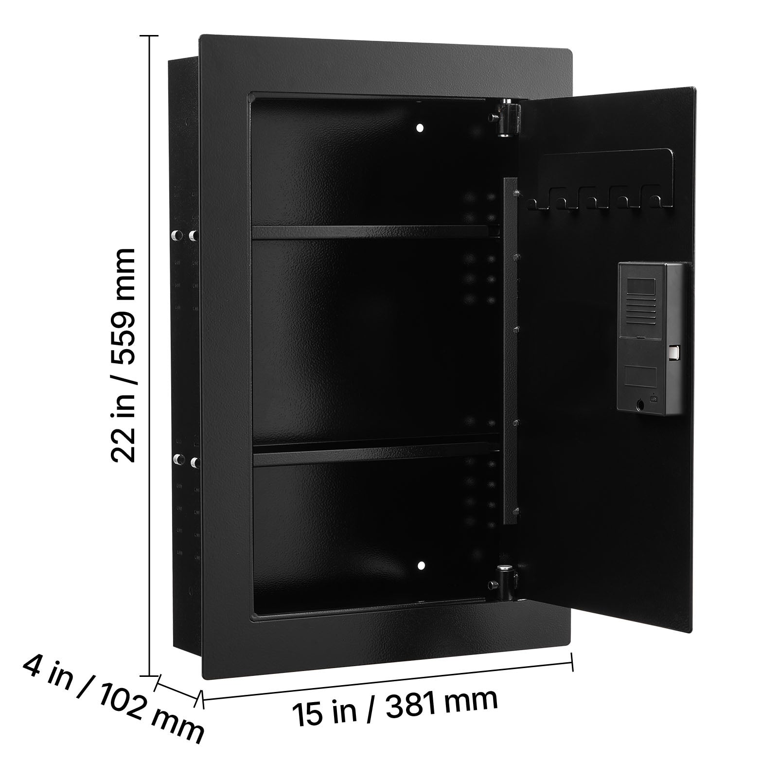 Wall Safe, 3-Tier Hidden Wall Safe with Fingerprint, Password, Key & Turning Knob, Q235 Cold-Rolled Steel In-Wall Box with Ad
