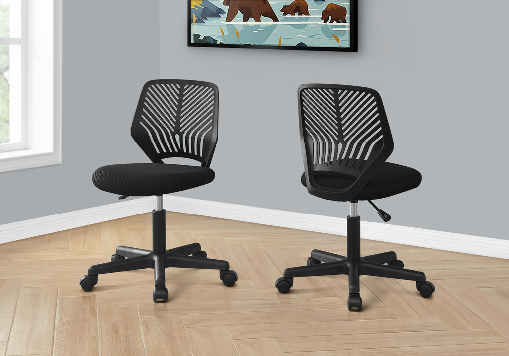 Office Chair, Adjustable Height, Swivel, Ergonomic, Computer Desk, Work, Juvenile, Black Mesh, Black Metal, Contemporary, Mod
