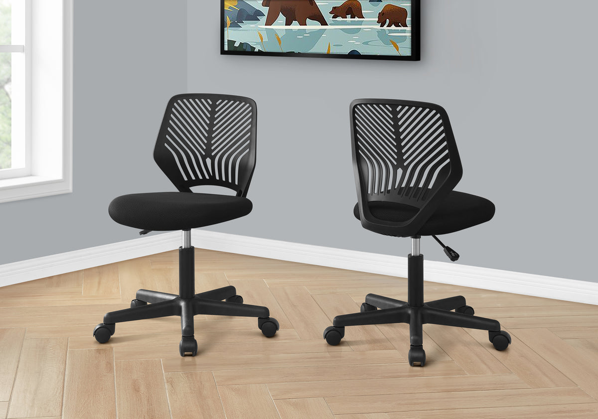 Office Chair, Adjustable Height, Swivel, Ergonomic, Computer Desk, Work, Juvenile, Black Mesh, Black Metal, Contemporary, Mod