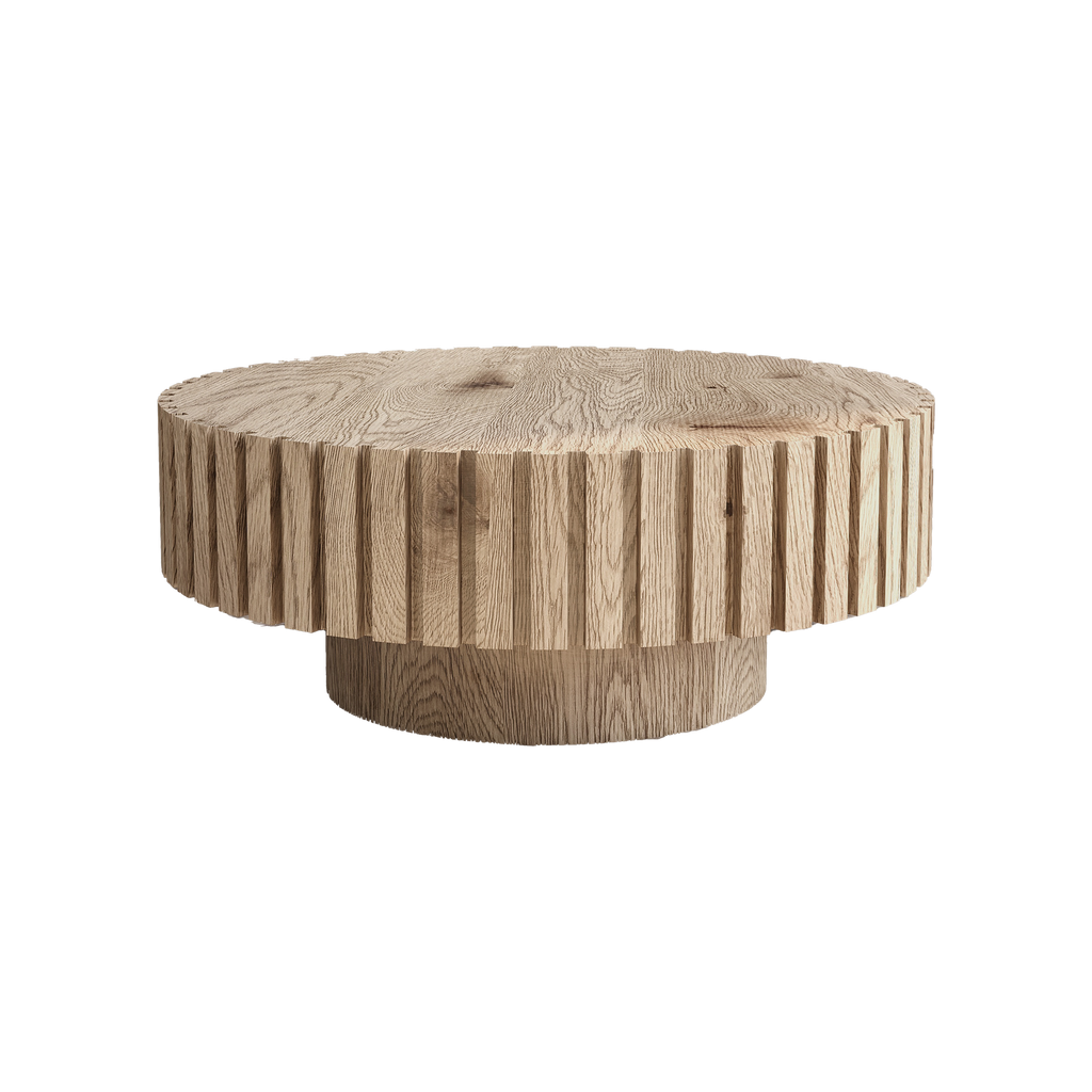 Modern minimalist circular coffee table 31.4'' with natural wood texture, stable and durable, enhancing spatial aesthetics suitable for living rooms, study rooms and offices. - Grand Goldman Shop