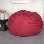 Comfortable High-Density Shredded Foam Bean Bag Chair for Kids and Adults with Removable Microsuede Cover in Chinese Red - Grand Goldman Shop