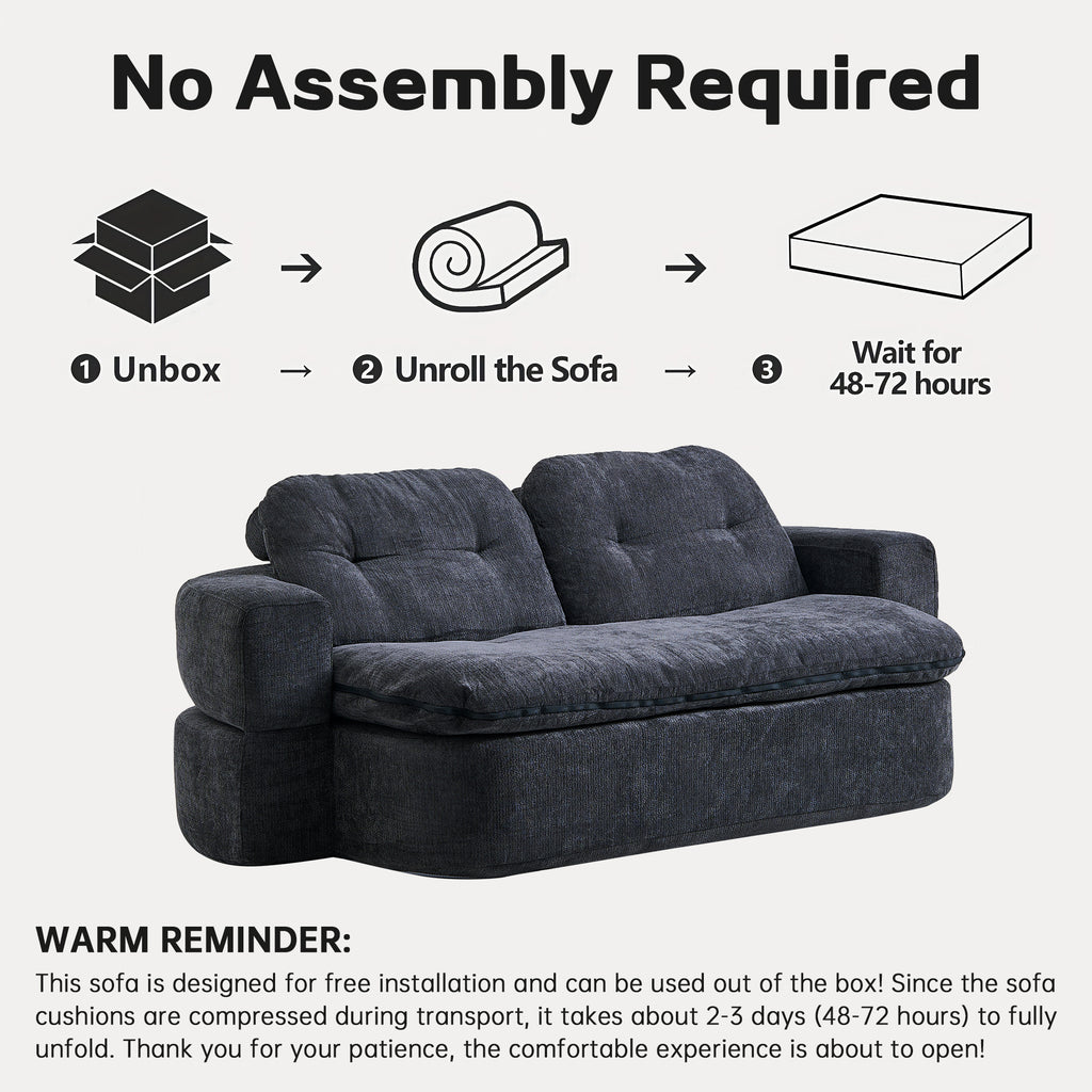 Modern Floor Sofa with 2 Pillows,Convertible Corduroy Fabric Foam-Filled Sleeper Sofa Bed, no assembly required,Convertible Sofa Cushion Unfolds into Quilt,Folding Mattress for Living Room,Playroom - Grand Goldman Shop