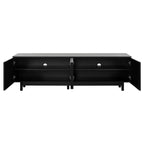 ON-TREND Graceful TV Stand with Arch Cabinets for TVs Up to 78'', Minimalist Entertainment Center with Solid Wood Legs, Practical Media Console with Adjustable Shelves for Living Room, Black - Grand Goldman Shop