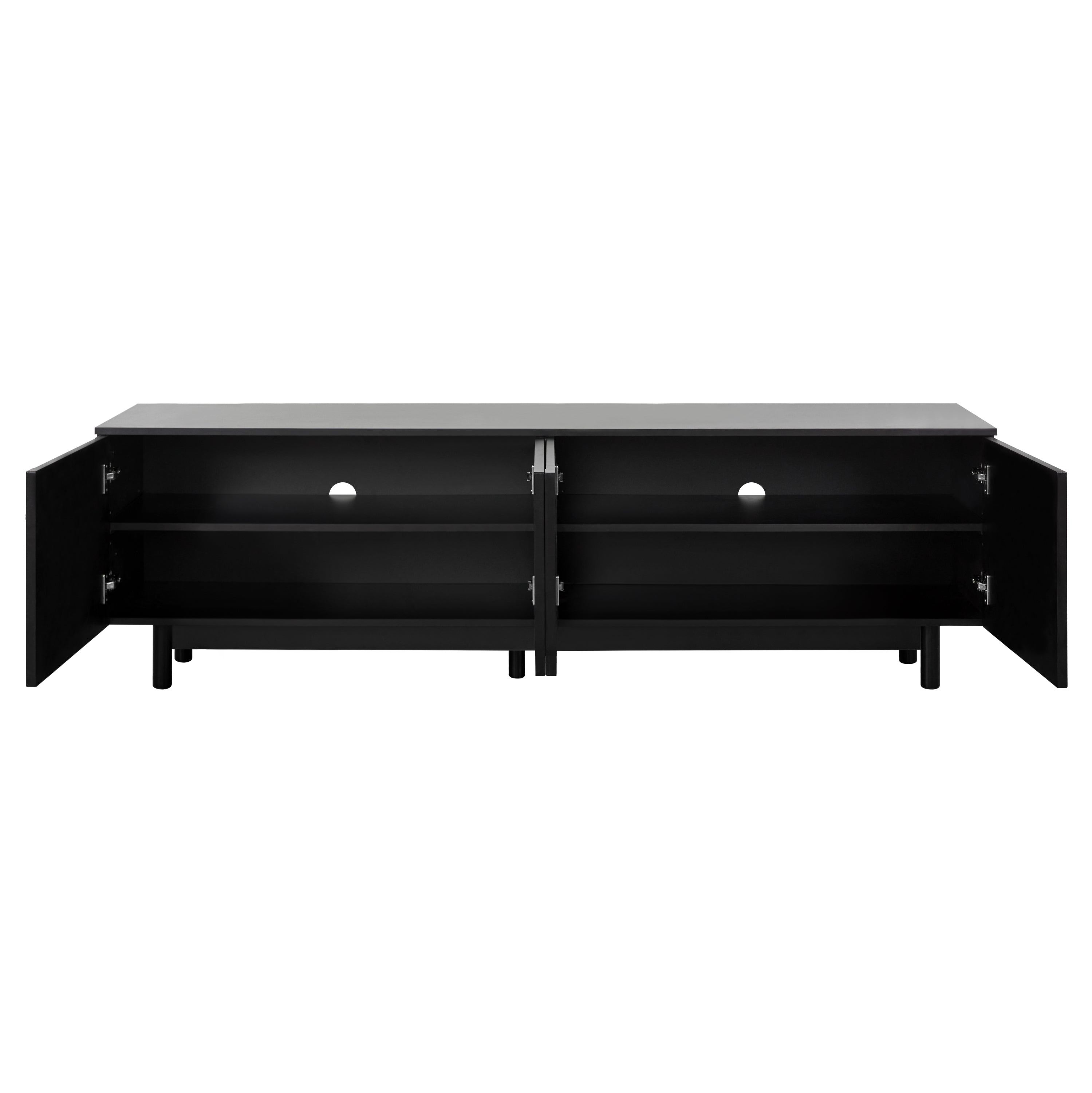 ON-TREND Graceful TV Stand with Arch Cabinets for TVs Up to 78'', Minimalist Entertainment Center with Solid Wood Legs, Practical Media Console with Adjustable Shelves for Living Room, Black - Grand Goldman Shop