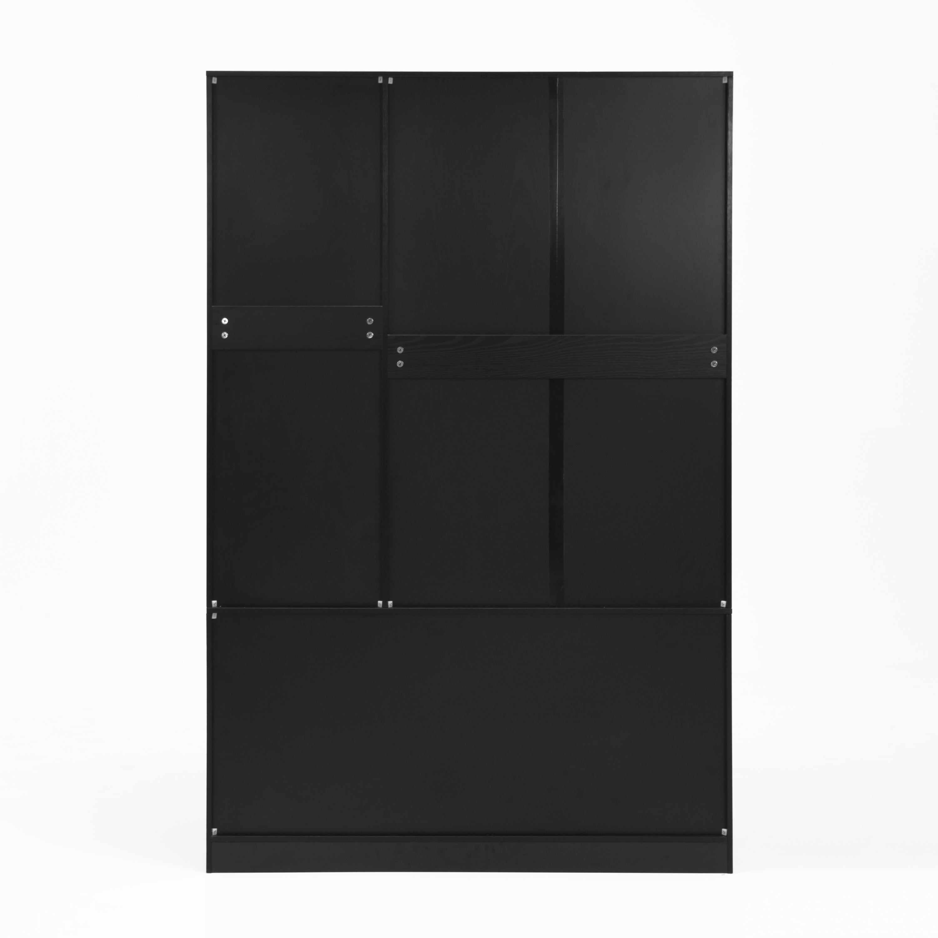 4 Doors Wardrobe Closet with Mirror, LED Wardrobe with Doors and 2 Drawers, Wooden Wardrobe Storage Cabinet with Hanging Rod, Adjustable Shelves, Black - Grand Goldman Shop