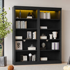 83' Tall Wood Bookcase Suite with light strip ,5-Tier Home Decor Bookcase Suite with Adjustable Shelves,Storage Organizer,Fre