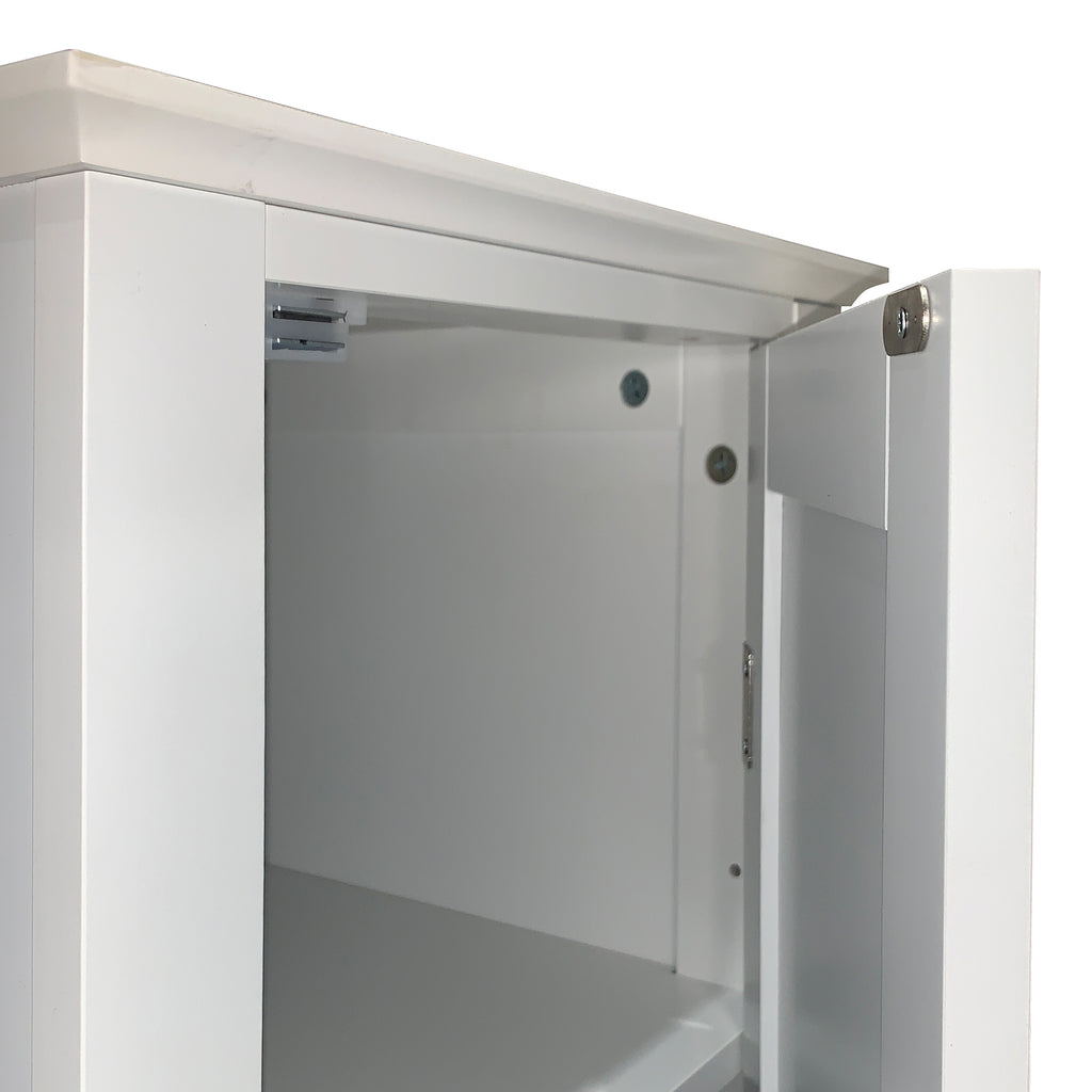 Tall Narrow Tower Freestanding Cabinet with 2 Shutter Doors 5 Tier Shelves for Bathroom, Kitchen ,Living Room ,Storage Cabinet,White - Grand Goldman Shop