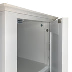 Tall Narrow Tower Freestanding Cabinet with 2 Shutter Doors 5 Tier Shelves for Bathroom, Kitchen ,Living Room ,Storage Cabinet,White - Grand Goldman Shop