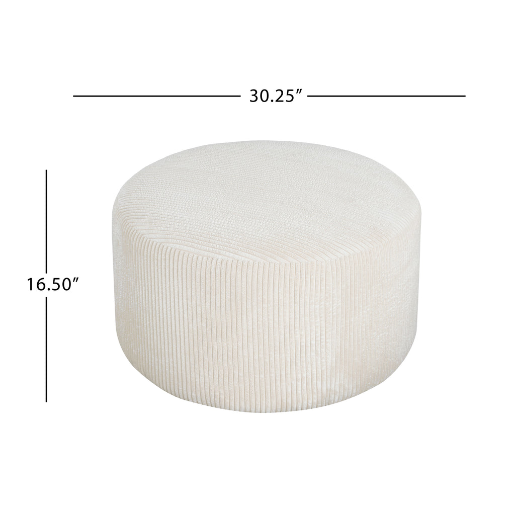 Upholstered Round Ottoman,Beige,Corduroy - Grand Goldman Shop