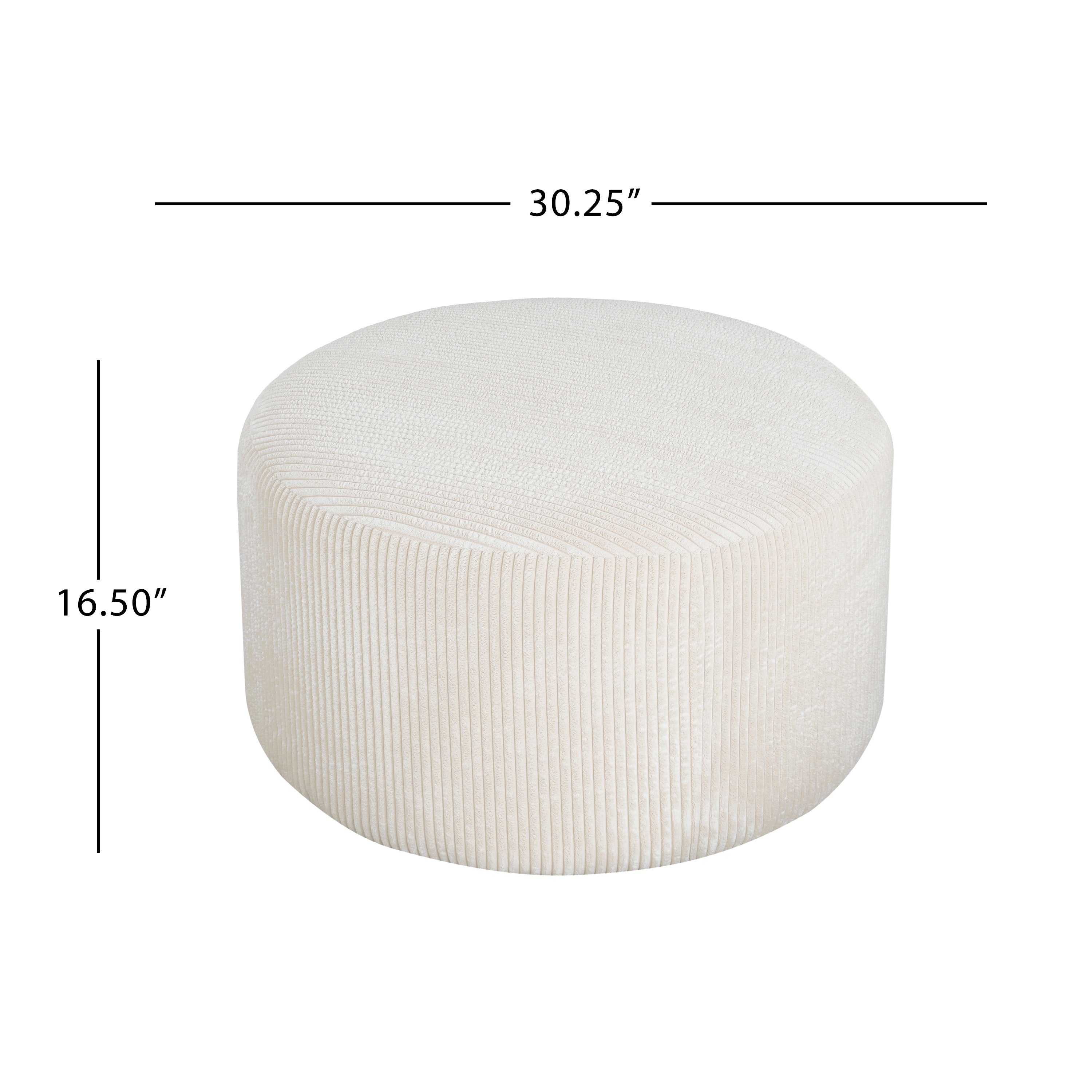 Upholstered Round Ottoman,Beige,Corduroy - Grand Goldman Shop