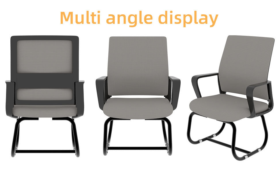 Minimalist Modern Office Chair with Metal Frame, Soft Comfort Mesh Backrest, Black+Gray, Polyurethane Cushion, Home & Office 
