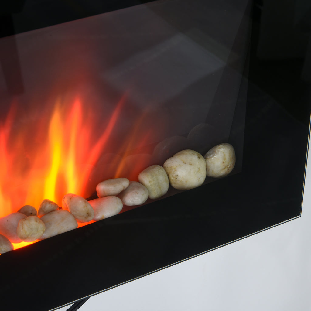 28.5' 1500W Electric Wall-Mounted Fireplace with Flame Effect, 7 Color Background Light, Black - Grand Goldman Shop