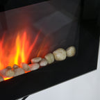 28.5' 1500W Electric Wall-Mounted Fireplace with Flame Effect, 7 Color Background Light, Black - Grand Goldman Shop