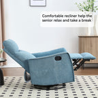 Heat Massage Manual Recliner Chair with Rocker and Swivel in Fabric for Living Room, Blue - Grand Goldman Shop