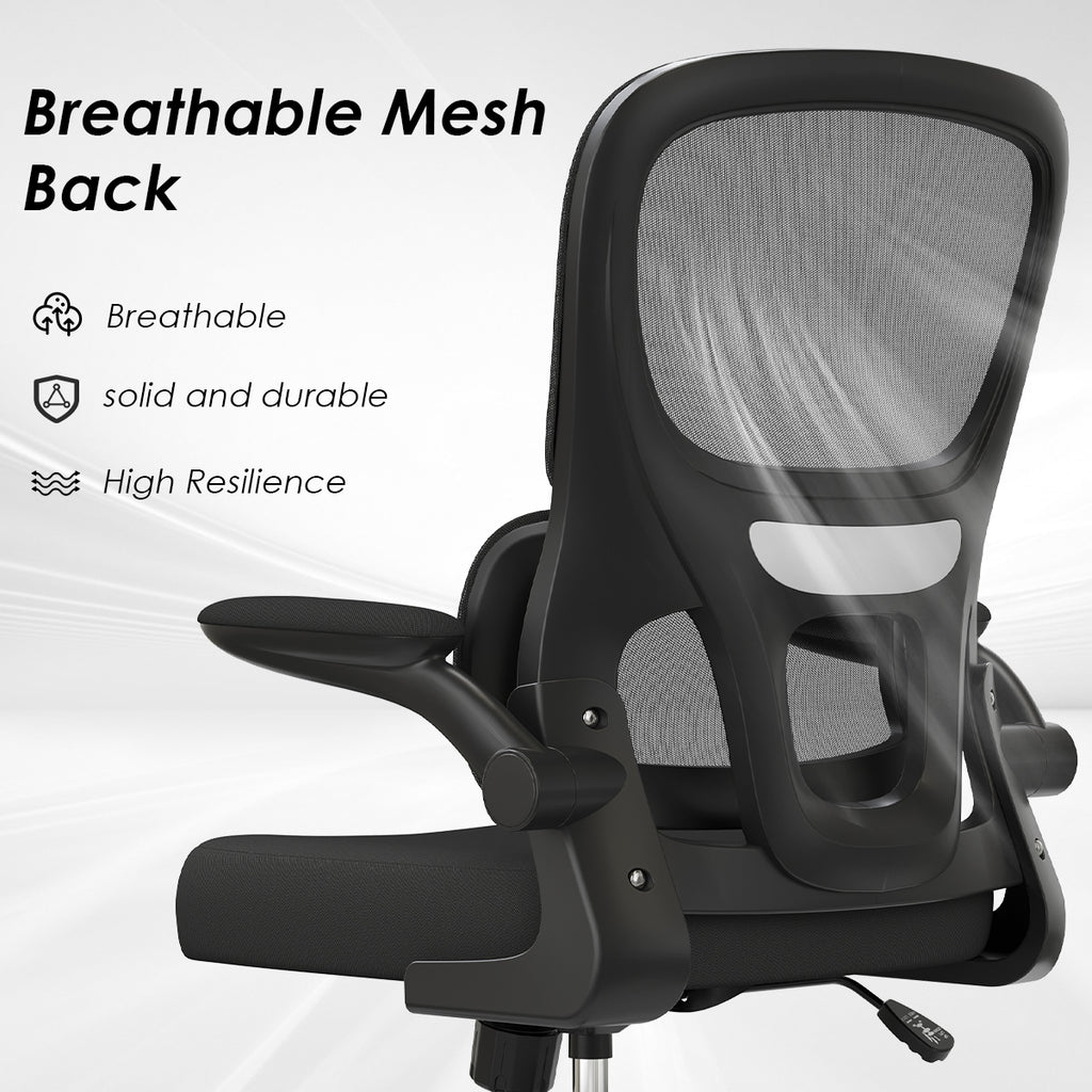 Office Chair, Mesh Ergonomic Office Chair with Lumbar Support, Comfy Computer Desk Chair with Flip Armrest Rolling Wheels for