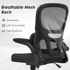 Office Chair, Mesh Ergonomic Office Chair with Lumbar Support, Comfy Computer Desk Chair with Flip Armrest Rolling Wheels for