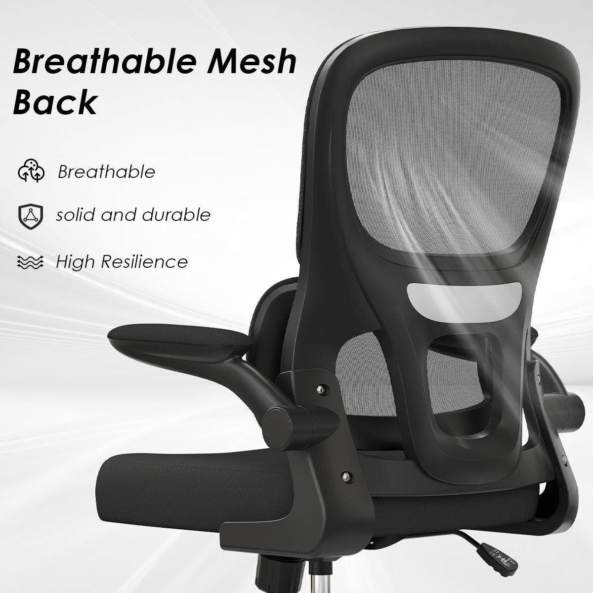 Office Chair, Mesh Ergonomic Office Chair with Lumbar Support, Comfy Computer Desk Chair with Flip Armrest Rolling Wheels for