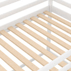 Twin over Twin Low Bunk Bed with Ladder, White - Grand Goldman Shop