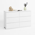 6 Drawer Storage Cabinet ,Dresser, Wood Storage Tower Clothes Organizer, Wide Chest of 6 Drawers, Large Storage Space for Bedroom, Hallway, Entryway Living Room White - Grand Goldman Shop