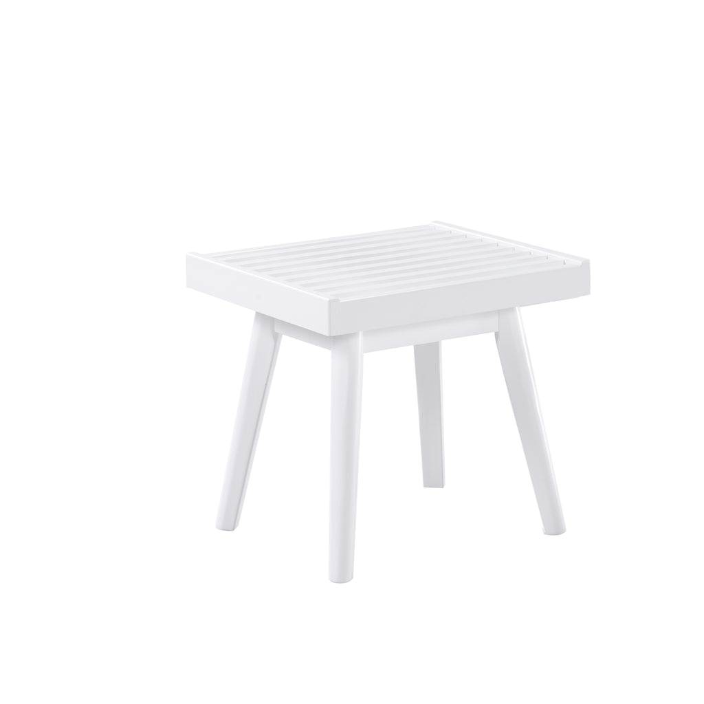 Larwich Solid Wood Slatted Bench, 19-Inch Long, White - Grand Goldman Shop
