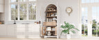 K&K 71' Tall Arched Kitchen Pantry Cabinet with Door Shelves, Farmhouse Kitchen Storage Cabinet with Open & Adjustable Shelves, Hidden Drawer & Glass Door, Cupboard for Kitchen, Dining Room, White - Grand Goldman Shop