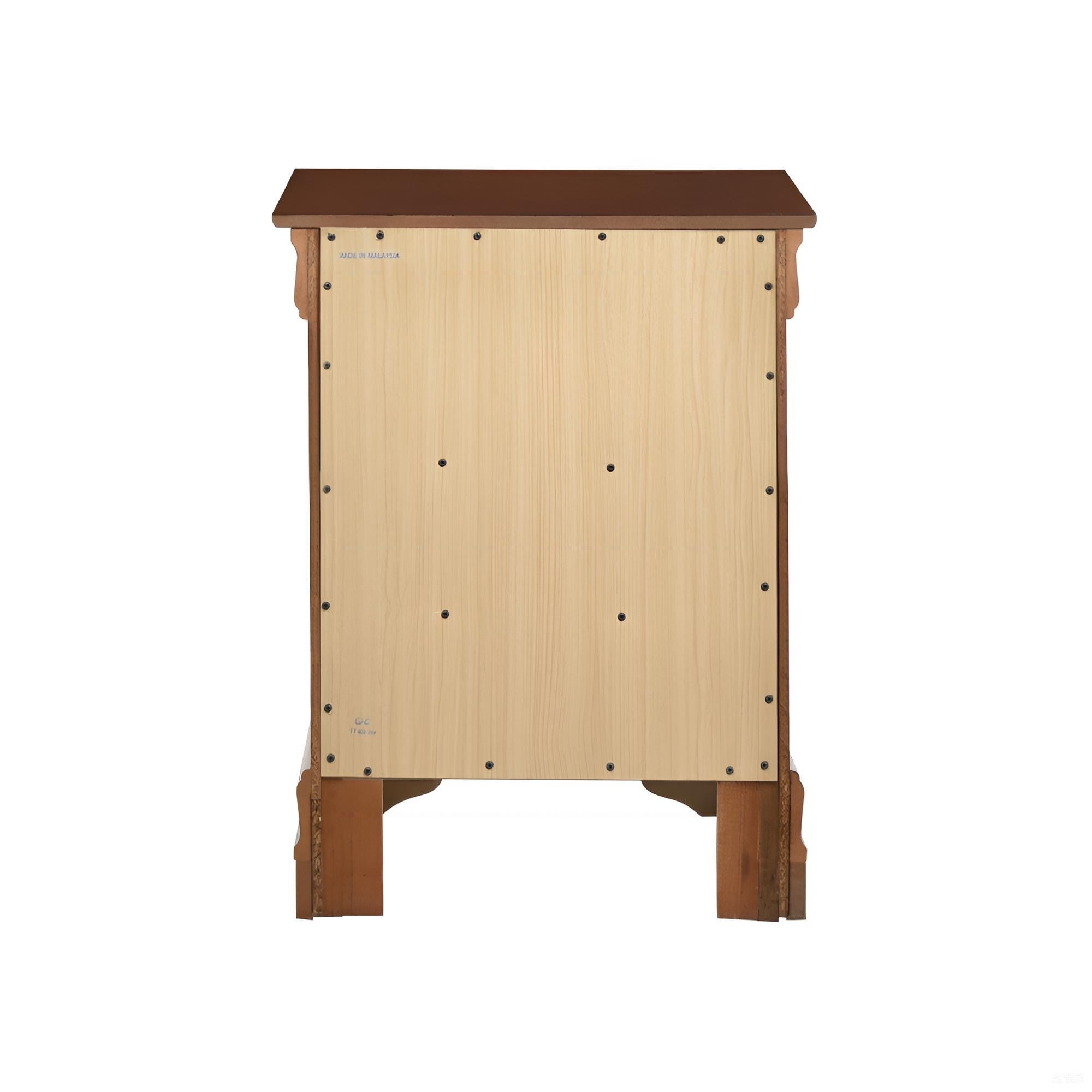 Elegant Nightstand with Three Drawers Cherry Finish Particle Board 29x21x16 Inches - Grand Goldman Shop