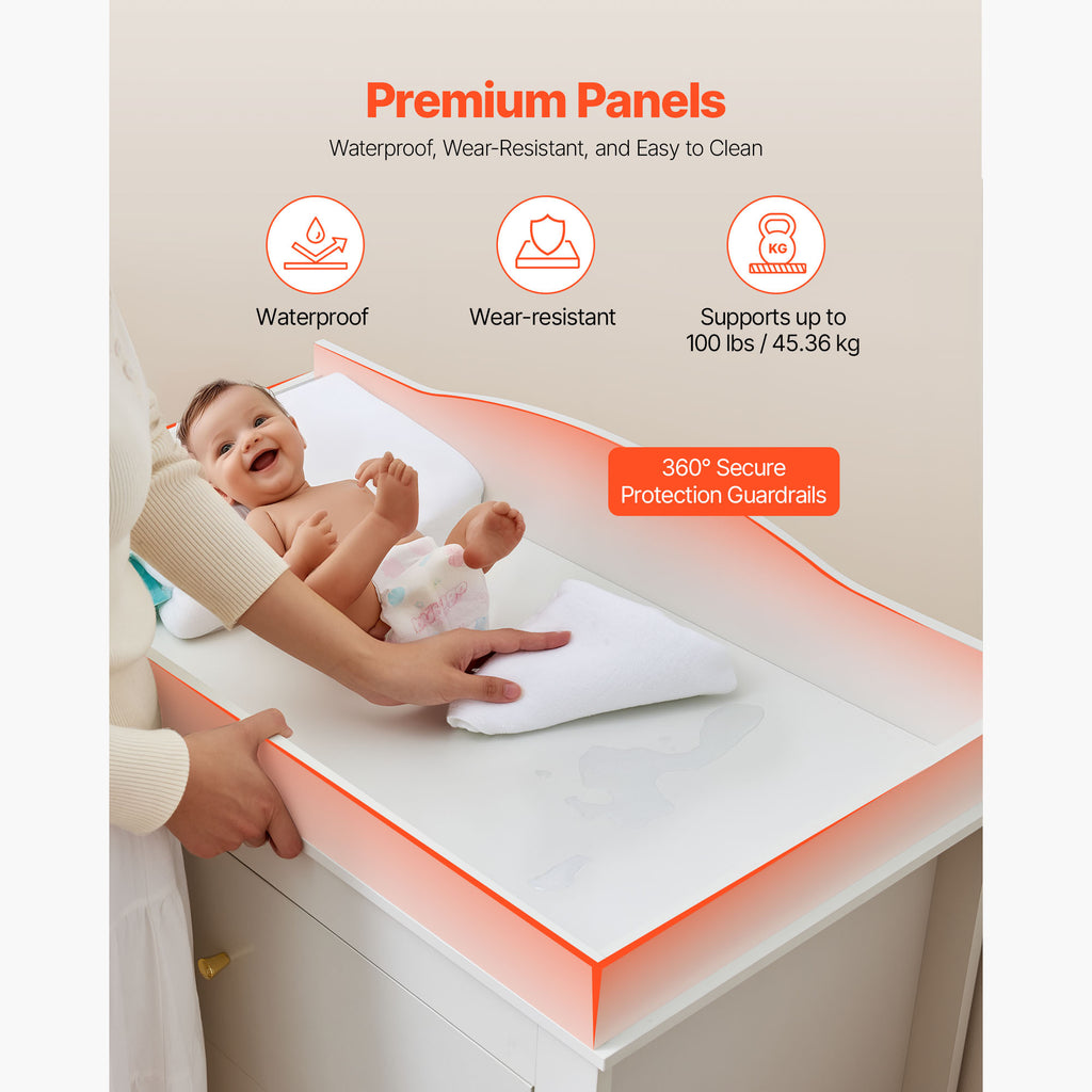 Changing Table Dresser Baby Diaper Change Station with 3 Drawers White - Grand Goldman