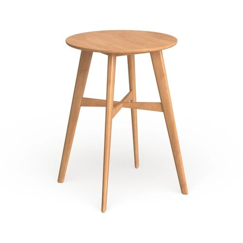 Mid-Century Modern Round Bar Table – 42' High Bar Table with Tapered Legs for Kitchen, Dining Room or Home Bar, Natural Oak - Grand Goldman Shop
