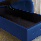 Navy Blue Chaise Lounge Indoor, Velvet Lounge Chair for Bedroom with Storage & Pillow, Modern Upholstered Rolled Arm Chase Lounge for Sleeping with Nailhead Trim for Living Room Bedroom Office - Grand Goldman Shop