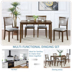 5PCs Modern Dining Set, Rectangular Wooden Dining Table with 4 Upholstered Chairs for Kitchen, Dining Room, Walnut - Grand Goldman Shop
