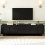 ON-TREND Cream Style TV Stand with Arched Doors & 2 Drawers for TVs up to 75', Minimalist Media Console with Rebound Device, Entertainment Center with 5 Iron Round Legs for Living Room, Bedroom, Black - Grand Goldman Shop
