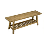 43' Farmhouse Wood Bench, 2-Tier Entryway Bench, Narrow Rustic Storage Bench with Open Storage Shelf for Entryway, Hallway, Living Room, Bedroom, Kitchen, Dining (Distressed Wood Color) - Grand Goldman Shop