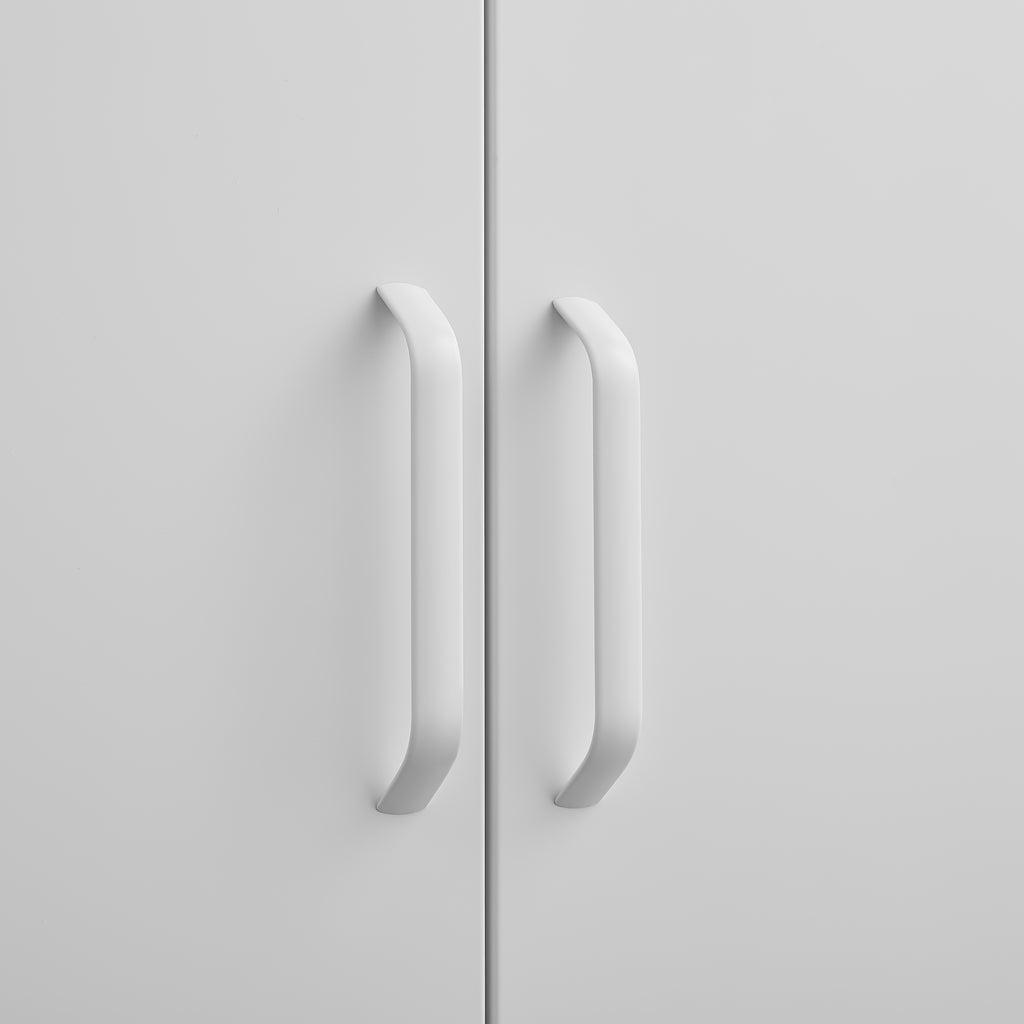 Modern Storage Cabinet with Adjustable Shelves, Magnetic Door Stopper, Aluminum Alloy Handles, and Breathable Design in White