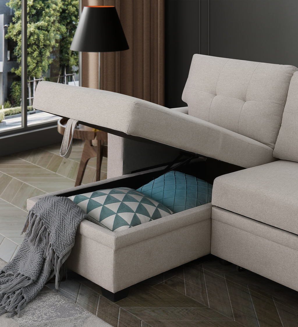 Convertible Upholstered Sectional Sofa with Pull-out Chaise - Grand Goldman Shop