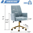 Ergonomic Mid-Back Office Chair with Striped Corduroy Fabric, Blue, Designed for Work, Study, and Relaxation | Premium Home D