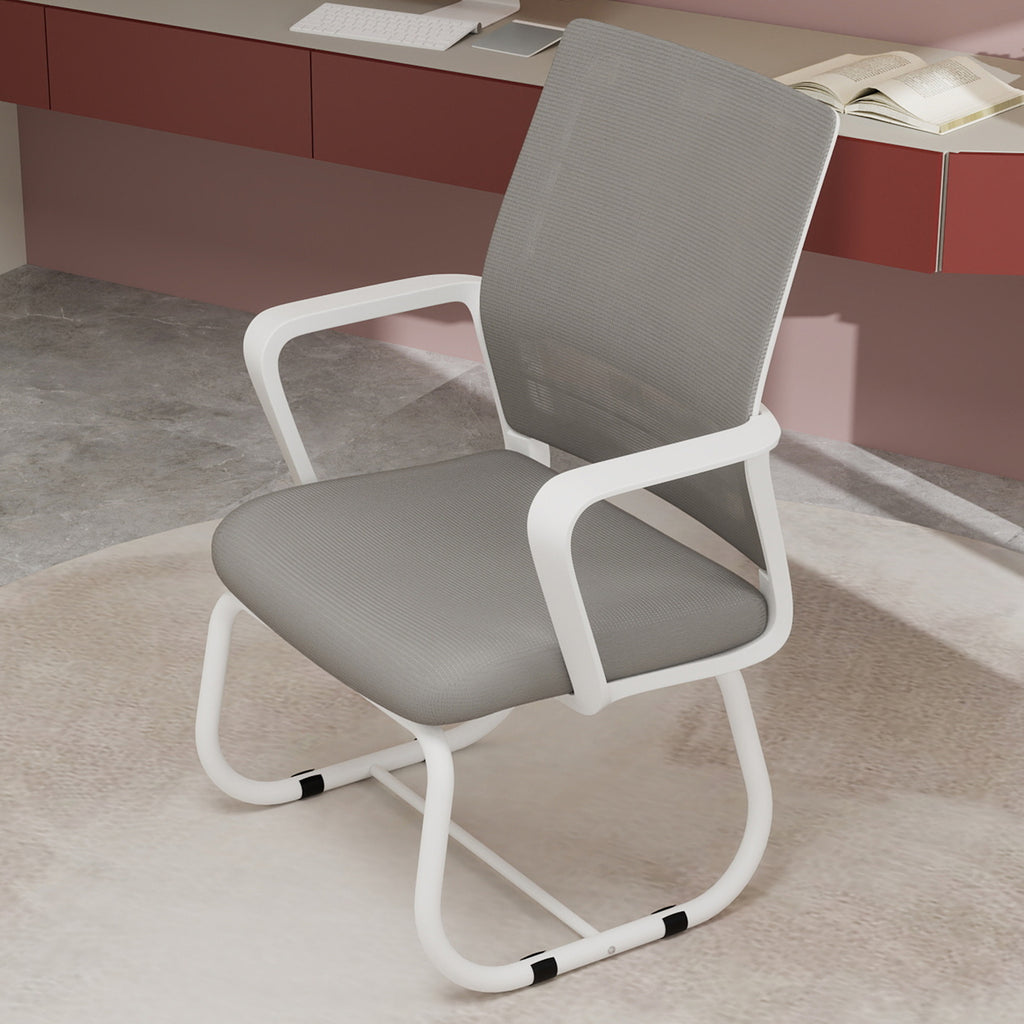 Minimalist Modern Office Chair with Metal Frame, Soft Mesh Backrest, White+Gray, for Home and Office Use | Premium Home Decor