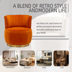 360 Degree Swivel Cuddle Barrel Accent Sofa Chair, Fluffy Velvet Round Armchair, Orange, 25.20'' x 25.59'' x 26.38'' - Grand Goldman Shop