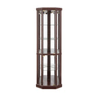 Corner Lighted Curio Cabinet Corner Glass Cabinet Lighted Curio Cabinet Corner Display Case for Living Room, Curio Cabinet, Antique collection, Wine,Bar Glass Storage Light Included,Dark Cherry - Grand Goldman Shop