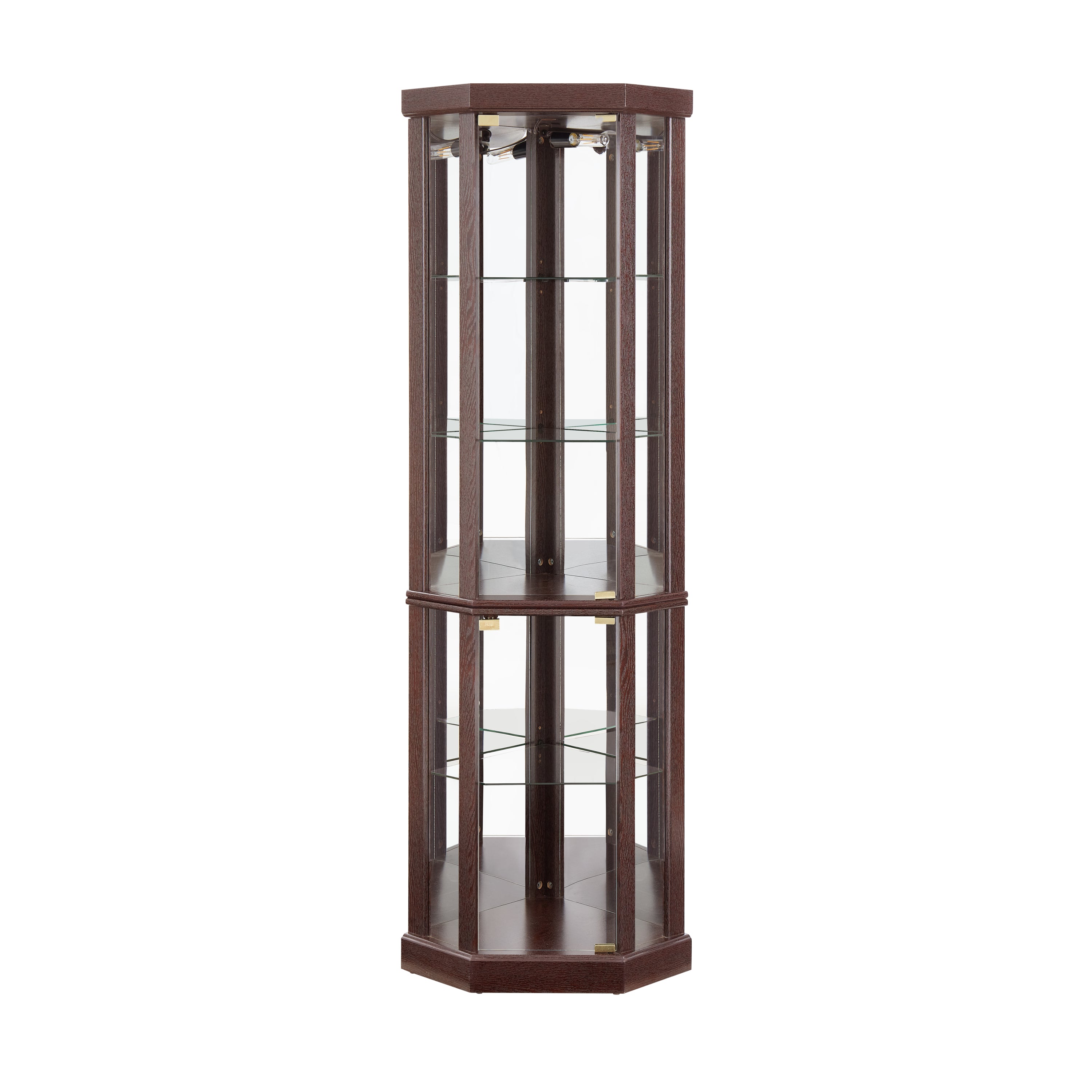 Corner Lighted Curio Cabinet Corner Glass Cabinet Lighted Curio Cabinet Corner Display Case for Living Room, Curio Cabinet, Antique collection, Wine,Bar Glass Storage Light Included,Dark Cherry - Grand Goldman Shop