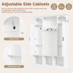 ON-TREND Modern All-in-One Hall Tree with Adjustable Shelves, Classic Arched Farmhouse Storage Bench with Dual Side Cabinets, Elegant Entryway Organizer with 7 Hooks for Mudroom, Hallway, White - Grand Goldman Shop