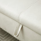 Aijia 63' Velvet Multifunctional Storage Rectangular Sofa Stool Buttons Tufted Nailhead Trimmed Solid Wood Legs with 1 Pillow,Beige - Grand Goldman Shop