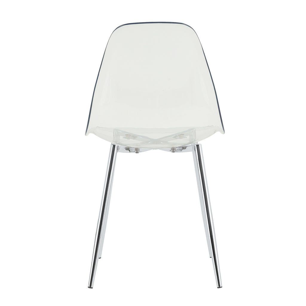 Modern simple transparent dining chair plastic chair armless crystal chair Nordic creative makeup stool negotiation chair Set of 4 and plating metal legW115164140,TW-1200 - Grand Goldman Shop