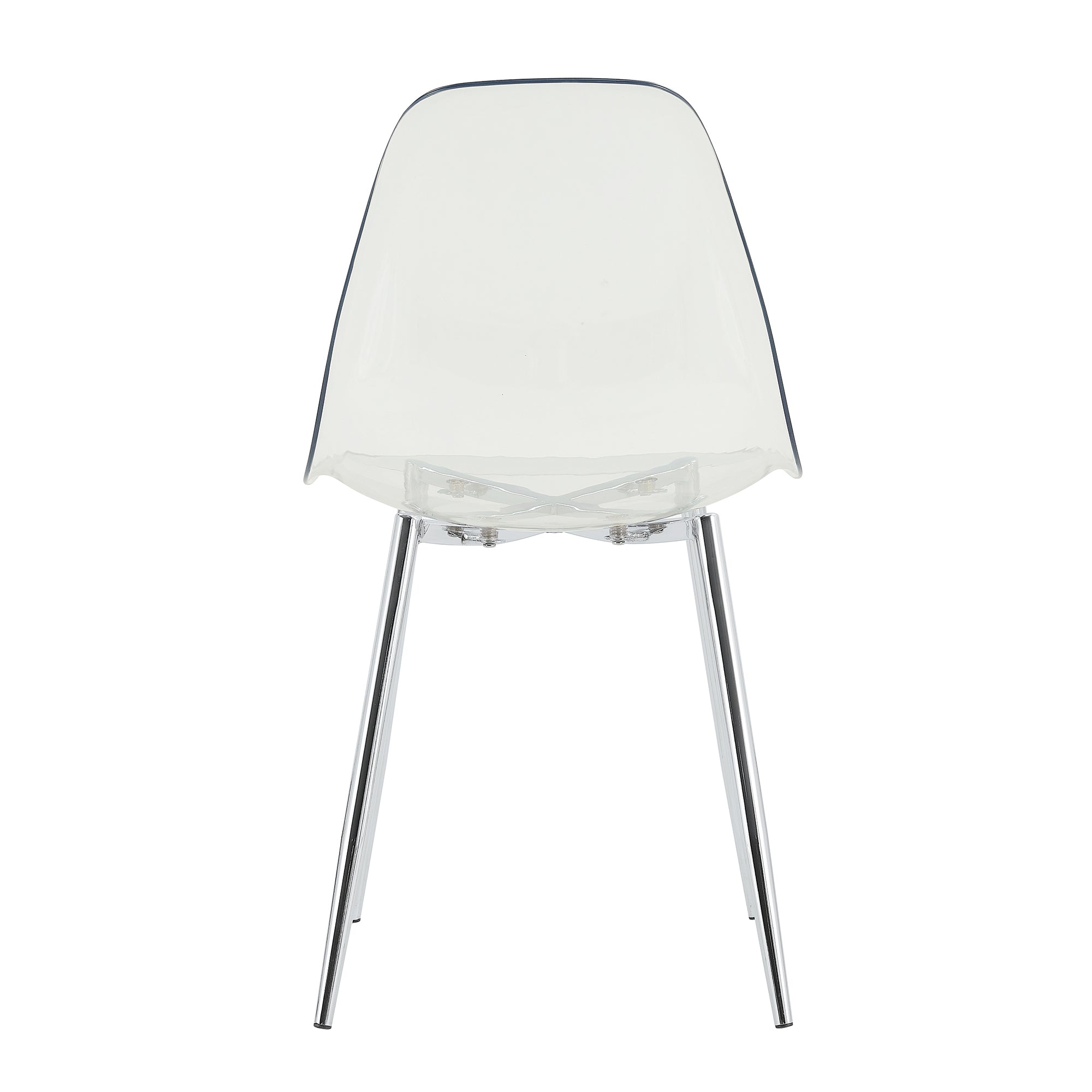 Modern simple transparent dining chair plastic chair armless crystal chair Nordic creative makeup stool negotiation chair Set of 4 and plating metal legW115164140,TW-1200 - Grand Goldman Shop