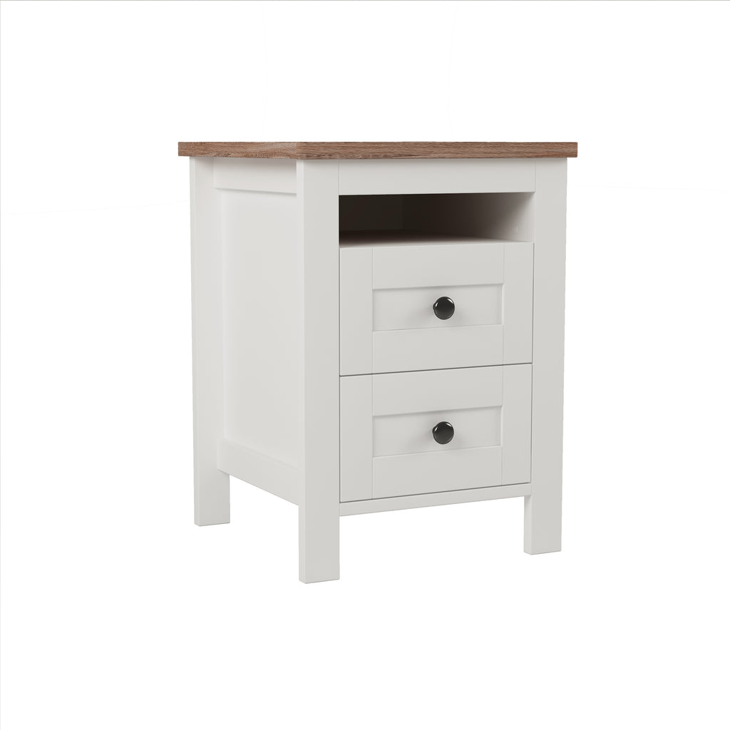 3-Pieces Bedroom Sets Queen Size  Farmhouse Platform Bed with Double Sliding Door Storage Headboard, Storage Nightstand and Dresser, White+Brown(Old SKU HL000092AAK) - Grand Goldman Shop