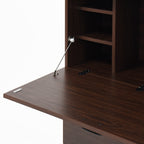 Desk Cabinet, with Storage Drawer & Shelves, Fold-up Desktop, Ideal for Home, Office, Kitchen storage organizer, Dormitory, Small Spaces W31.49'xD13.78'xH47.2' - Grand Goldman Shop