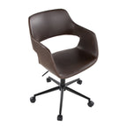 Contemporary Task Chair in Black Metal and Espresso Faux Leather - Grand Goldman
