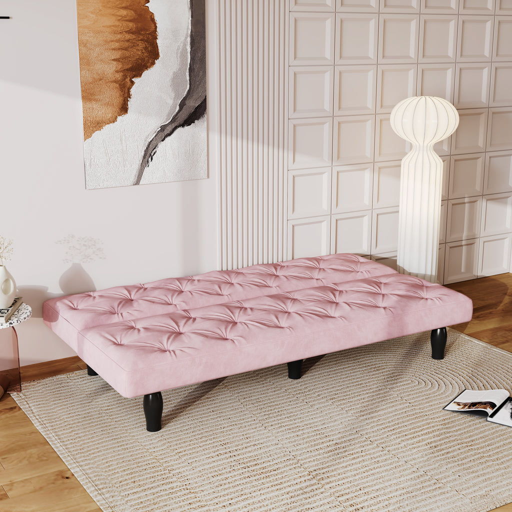 Sofa to Sofa Bed Transformation: 66' Pink Velvet Sofa Bed, Ideal for Family Living Rooms, Apartments & Bedrooms - Grand Goldman Shop