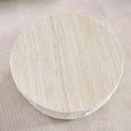 35.43''Fiberglass Round Center Coffee Table for Living Room Vintage Table,Imitation Stone Table front of the Sofa,Modern Design Coffee Table for Office,Apartment,No Need Assembly - Grand Goldman Shop
