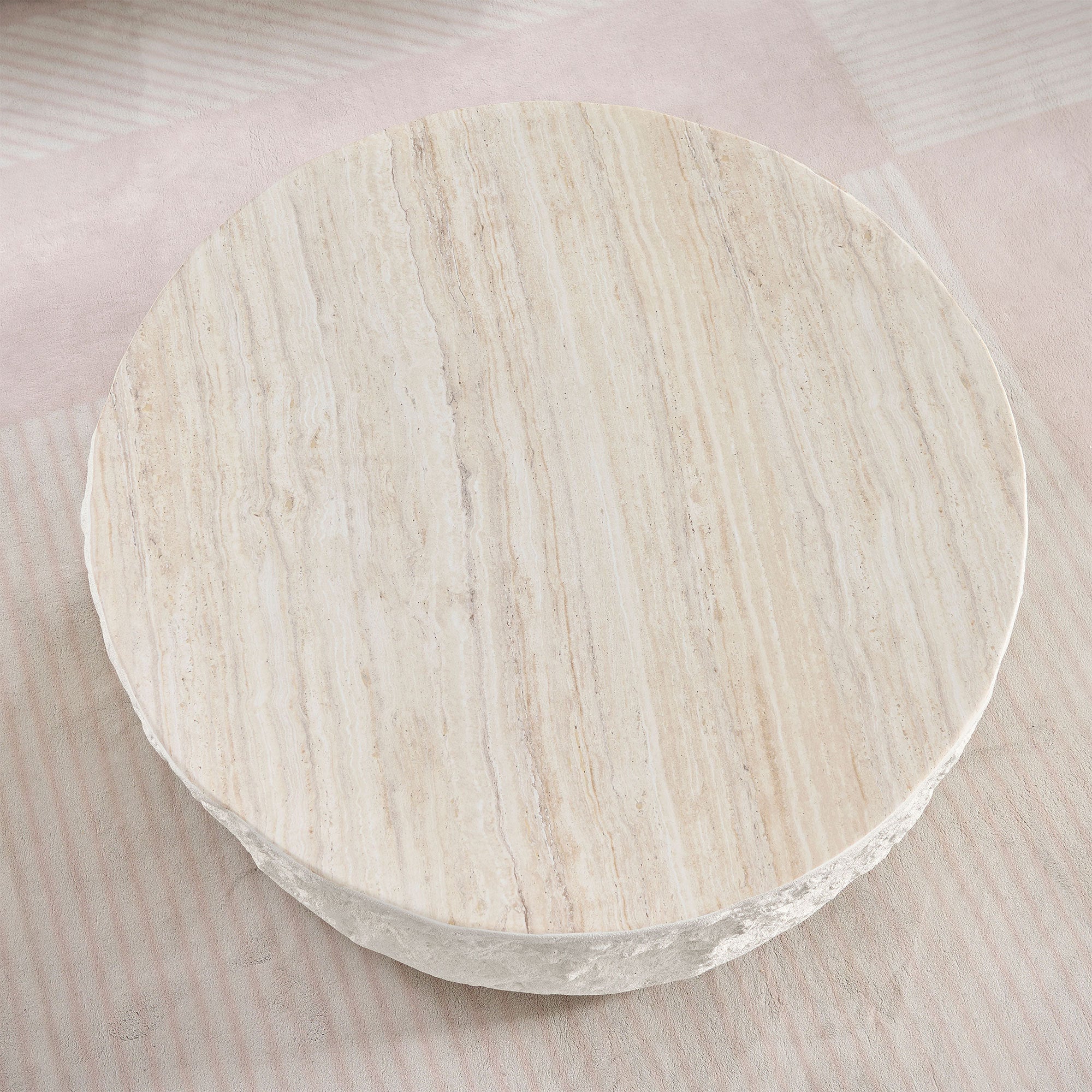 35.43''Fiberglass Round Center Coffee Table for Living Room Vintage Table,Imitation Stone Table front of the Sofa,Modern Design Coffee Table for Office,Apartment,No Need Assembly - Grand Goldman Shop